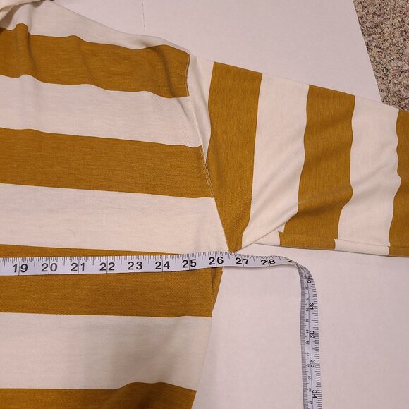 Aerie Women's Small Striped Hoodie Mustard Yellow White Long Sleeve Lightweight - Picture 12 of 13
